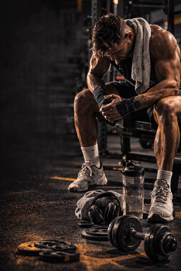 Athlete resting after a workout, staying consistent