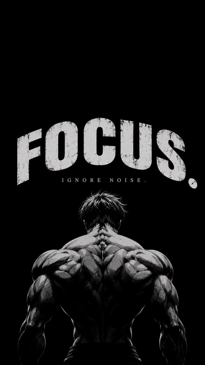 Muscular back, focus and discipline in training